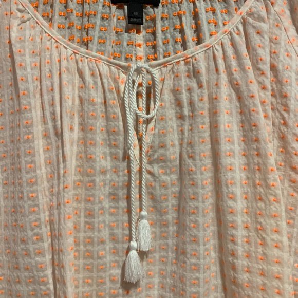 J CREW Boho Neon Dot Peasant Tassel Tie Top Shirt - Picture 4 of 6